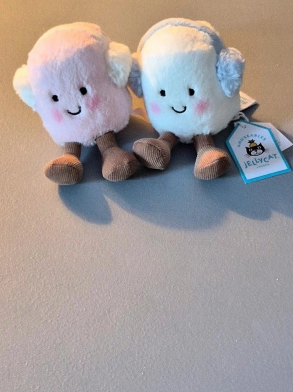 Jellycat Amuseables Pink and White Marshmallows Plush Stuffed Animal Pair in